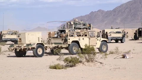 U.S. Army Humvee crossing desert at Fort... | Stock Video | Pond5