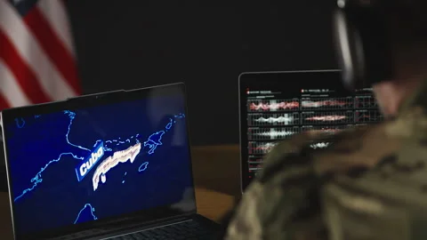 U.S. army officer collecting intelligence about Cuba, planning military mission Stock Footage 334669188
