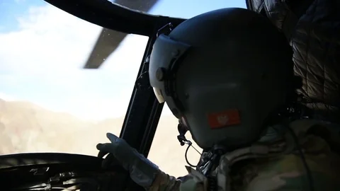 U.S. Army pilot flying CH-47F Chinook Stock-Footage 87319293