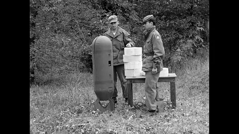 US Army Propaganda Warfare Techniques Leaflet Bomb Preparation Stock Footage 94297934