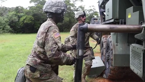 U.S. Army soldier releasing drop legs of... | Stock Video | Pond5