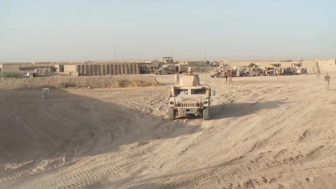 US army tank getting out from a base in ... | Stock Video | Pond5