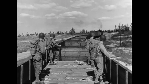 U.S. Army Train Transporting American Soldiers Stock Footage 116498599