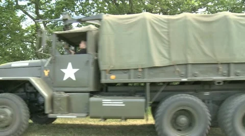 US Army Truck with machine gun Stock Footage