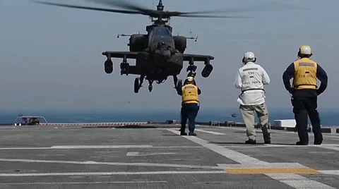 U.S. Army UH-60 Black Hawk helicopters and AH-64D Apache helicopters Stock Footage 33006256