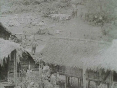 U.S. Army Unit 1944 patrolling deep in the Burmese jungle, at war with Japaneseƒ Stock Footage 75298766