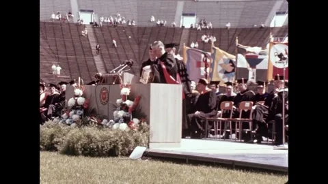 U.S. Astronauts James McDivitt and Edward White at event college campus Stock Footage 263418532
