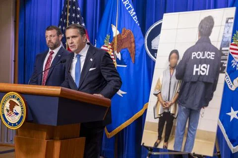 US Attorney General hosts press conference on Minnesota public-benefits fraud an Stock Photos