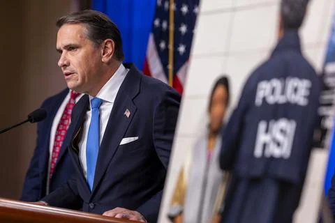 US Attorney General hosts press conference on Minnesota public-benefits fraud an Stock Photos