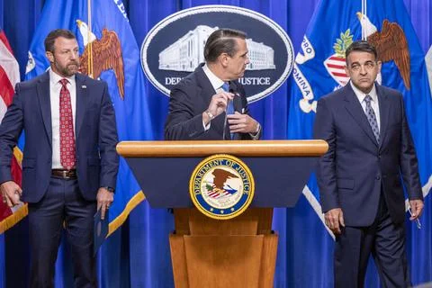 US Attorney General hosts press conference on Minnesota public-benefits fraud an Stock Photos