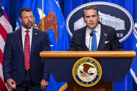 US Attorney General hosts press conference on Minnesota public-benefits fraud an Stock Photos