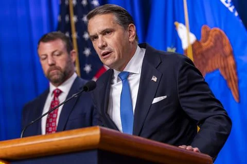 US Attorney General hosts press conference on Minnesota public-benefits fraud an Stock Photos