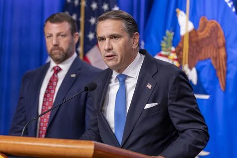 US Attorney General hosts press conference on Minnesota public-benefits fraud an Stock Photos