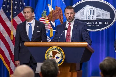 US Attorney General hosts press conference on Minnesota public-benefits fraud an Stock Photos