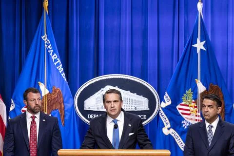 US Attorney General hosts press conference on Minnesota public-benefits fraud an Stock Photos