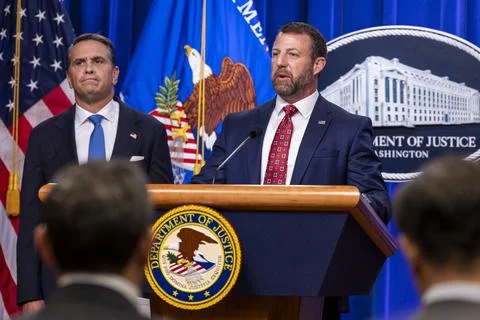 US Attorney General hosts press conference on Minnesota public-benefits fraud an Stock Photos