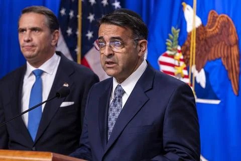 US Attorney General hosts press conference on Minnesota public-benefits fraud an Stock Photos