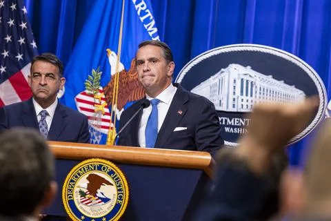 US Attorney General hosts press conference on Minnesota public-benefits fraud an Stock Photos