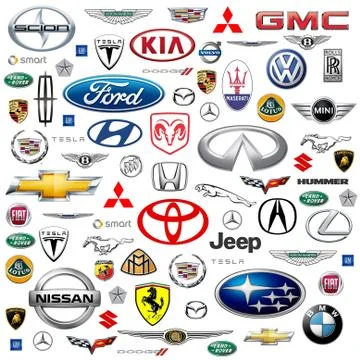 US Auto Makers Logo Compilation Stock Illustration