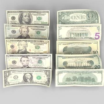 US Bank Notes 3D Model