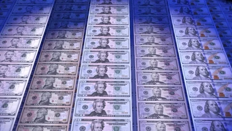 US Bank Notes 5 to 100 Stock Footage 249712670