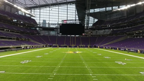 US Bank Stadium - Interior View - Aerial in 4K Stock Footage 100141220