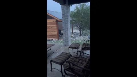 US: Baseball-Sized Hail Pummels Trenton, Texas, Damaging Homes and Vehicl... Stock Footage 333802912