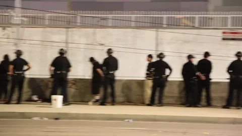 US: The Battle Of LA: ICE, LAPD Vs Protesters 2 Stock Footage 328193338