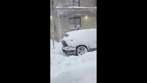 US: Blizzard batters the area with heavy snow and strong winds in New Yor... Stock Footage 329617432