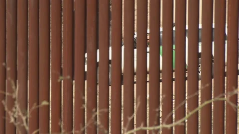 US Border Patrol Vehicle checking the fence near the border Video stock 130940493