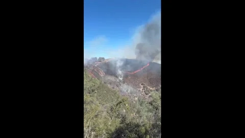 US: California Wildfire Breaks Containment Line As Firefighters Race To S... Stock Footage 340371415
