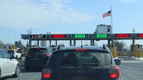 U.S.-Canada Border American Flag Flying Over Border Video stock 126762724