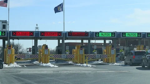 U.S.-Canada Border Car POV at U.S. Border to New York, USA Stock Footage 126762721