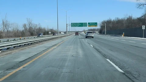 U.S.-Canada Border Driving POV on Highway Stock Footage 126762661