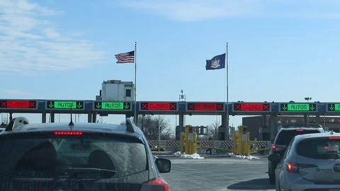 U.S.-Canada Border Flag Flying in Wind at Border 스톡 동영상 126762718