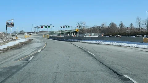 U.S.-Canada Border Peace Bridge to Buffalo, NY, U.S.A Stock Footage 126762674