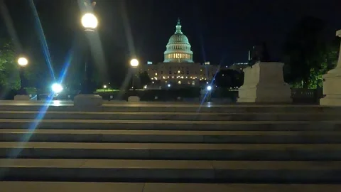 US Capital Building Night View Washington DC Video stock 157453147