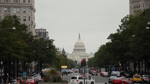 US Capital Building Time Lapse in Washington DC Cars and People Walking Past Stock Footage 128460925