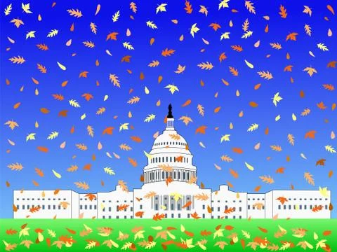 Us capitol in autumn Stock Illustration