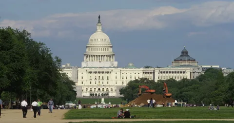 US Capitol Building and National Mall, excavating work in progress. Shot in May Stock Footage 59246178