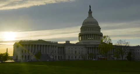 US Capitol Building from Capitol Hill Lawn Stock Footage 334685932