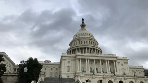 US Capitol Building on a Cloudy Day Stock Footage