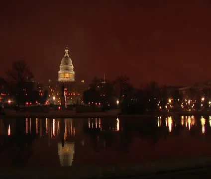 US Capitol Building - cloudy night time-lapse Stock Footage 12033217