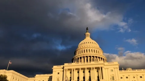 US Capitol Building with contrasting sunlight Stock Footage 109177230
