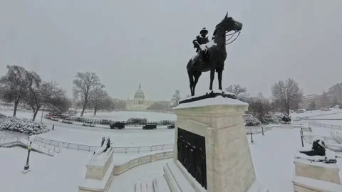 US Capitol Building during Snowfall Video stock 297119735