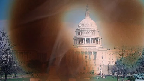 US Capitol building in fire. The smoldering photo. Time lapse. Close up. 4K. Stock Footage 101854749