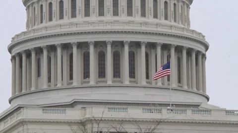 US Capitol Building with Flag Video stock 30811494