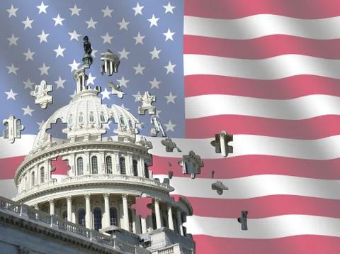 Us capitol building with flag Stock Illustration