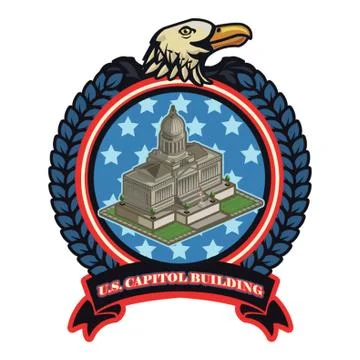 Us capitol building label Ilustración de archivo