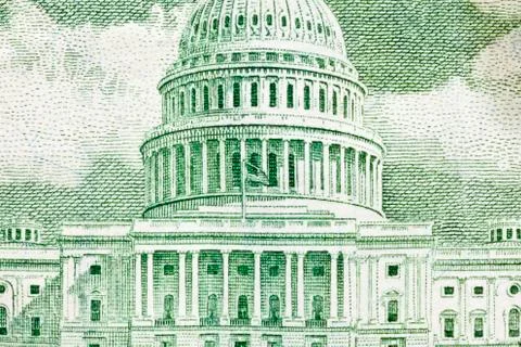 Us capitol building macro of the back of the fifty dollar bill Stock Photos